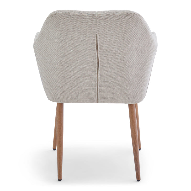 Vanessa eetkamerstoel met armleuningen - beige textiel en eikenlook