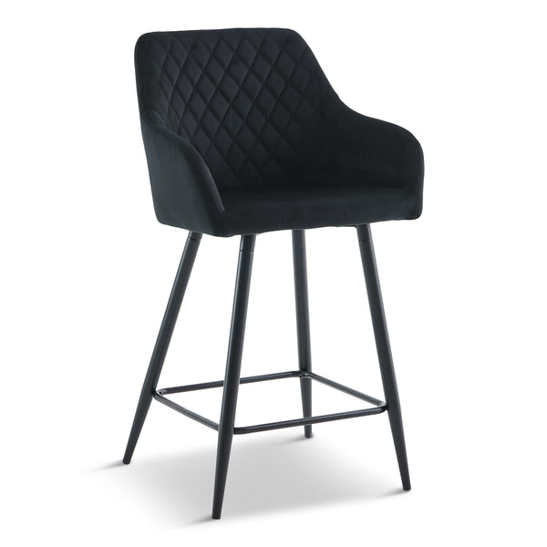 Carlo - barkruk zwarte velours met armleuningen 65 cm