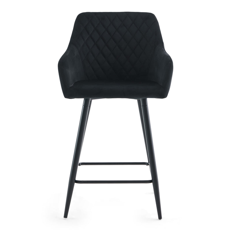 Carlo - barkruk zwarte velours met armleuningen 65 cm