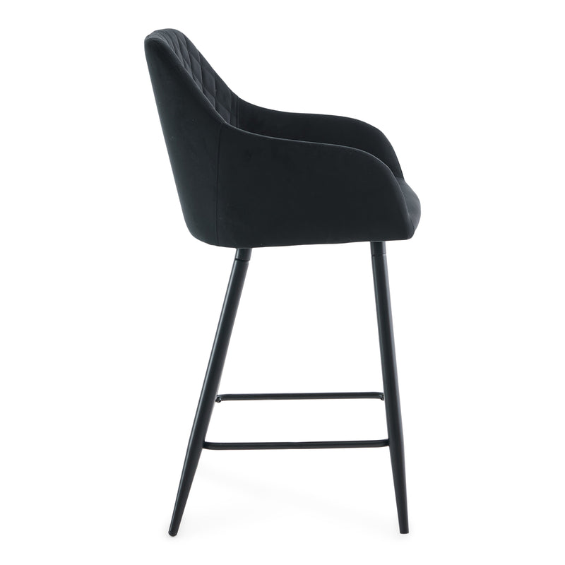 Carlo - barkruk zwarte velours met armleuningen 65 cm