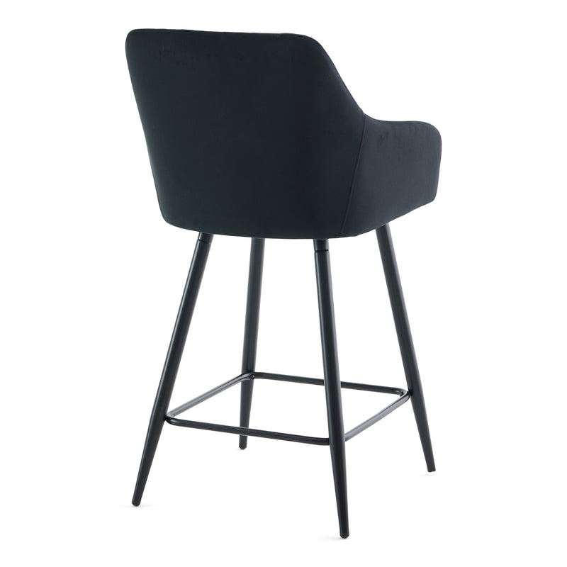 Carlo - barkruk zwarte velours met armleuningen 65 cm