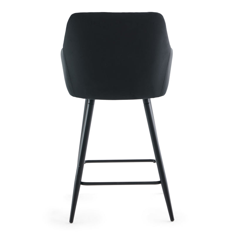 Carlo - barkruk zwarte velours met armleuningen 65 cm