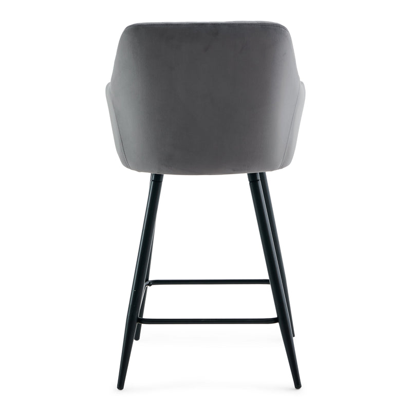Carlo - barkruk grijs velours met armleuningen 65 cm