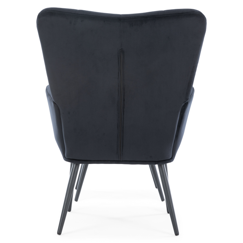 Alfred Fauteuil met voetenbank - Zwart Velours