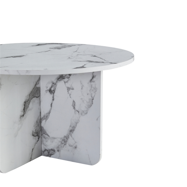 Mercy salontafel in wit marmerlook - Ø80