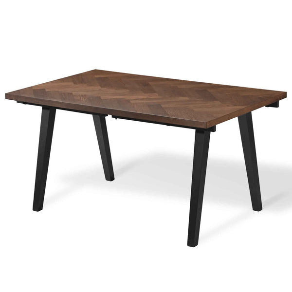 Madelina visgraattafel 150/240x90 cm - Gelakt gerookt eikenfineer (Voorbereid voor verlengbladen)