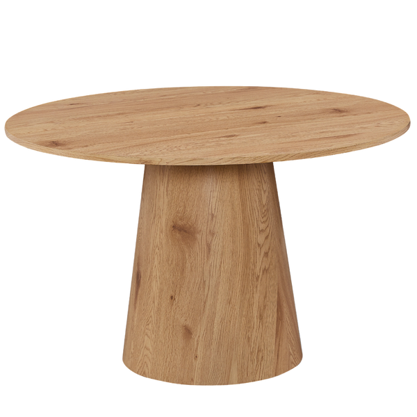 Scarlett - Ronde eettafel met kolompoot in eiken look Ø120