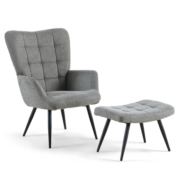 Allison fauteuil met voetenbank - grijze stof