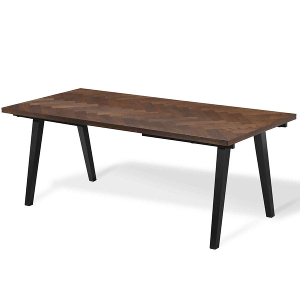Madelina visgraattafel 200/290x90 cm - Gelakt gerookt eikenfineer (Voorbereid voor verlengbladen)