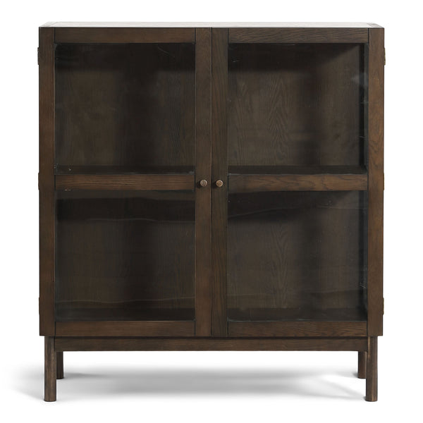 Havana vitrinekast van gerookt eikenhout met 2 deuren – 110x40x100 cm