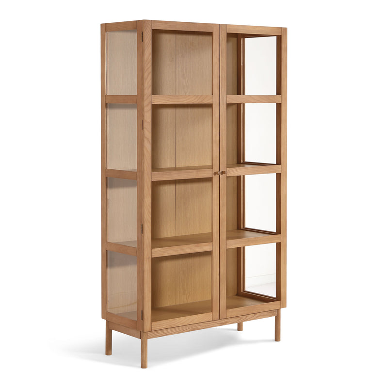 Havana eiken vitrinekast met 2 deuren - 180x40x100 cm