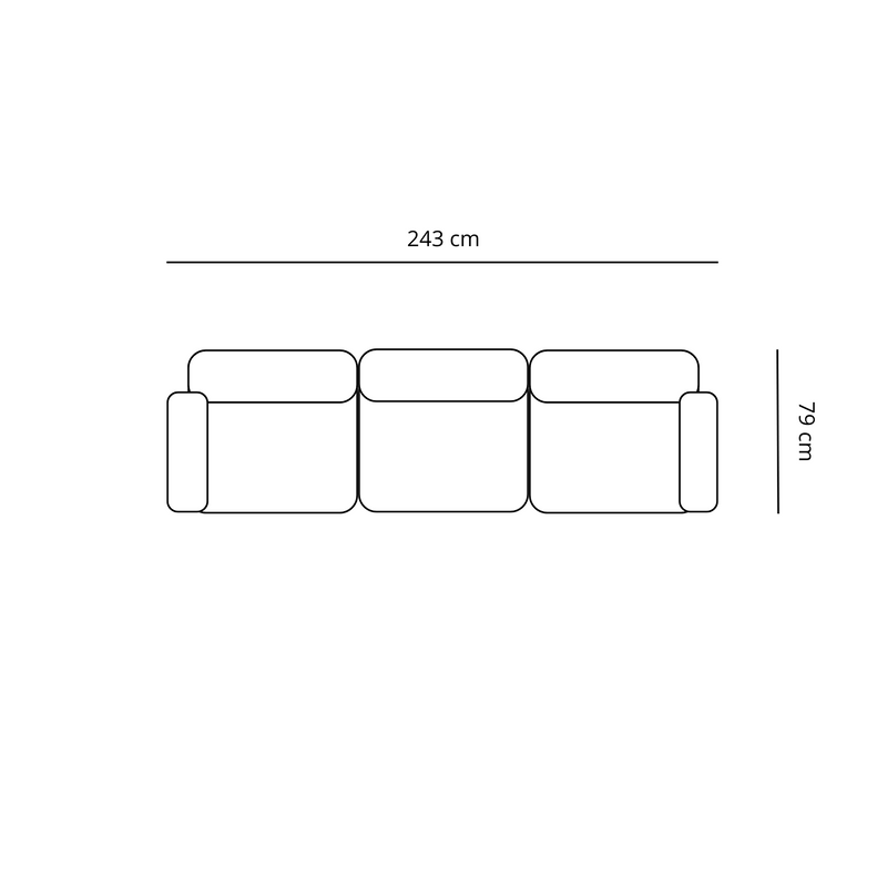 Emilia modulaire sofa in beige met 3 modules L: 243 x D: 79 cm x H: 72 cm