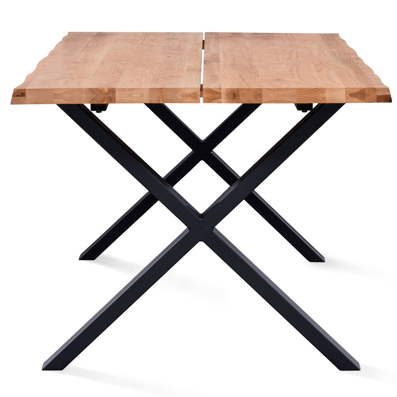 Susan Eettafel - 200 X 95 Cm - Geolied Eikenhout Met Kruispoten (Voorbereid Voor Extra Bladen)