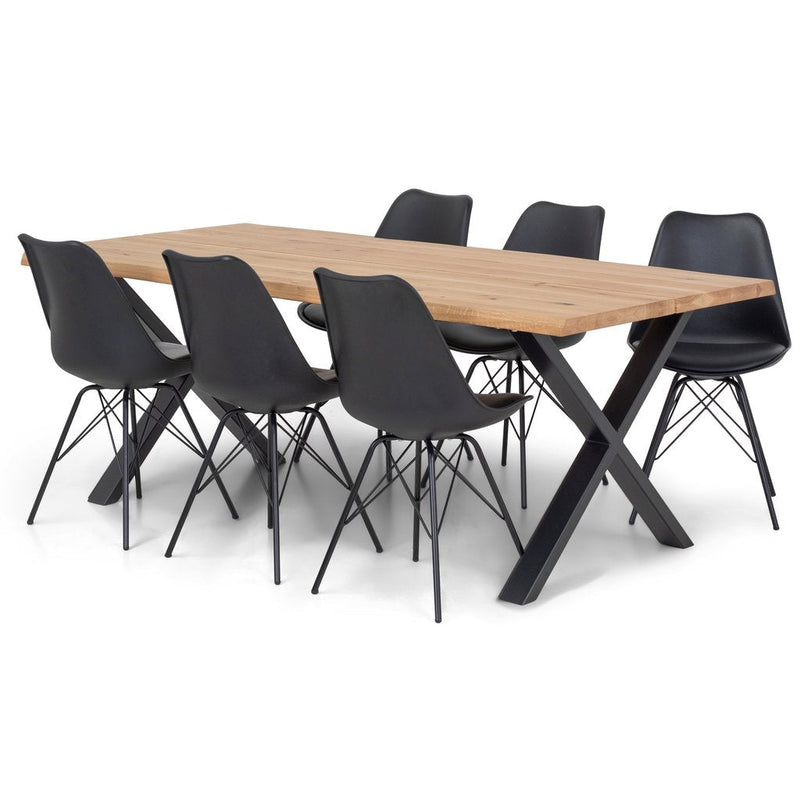 Susan Eettafel - 200 X 95 Cm - Geolied Eikenhout Met Kruispoten (Voorbereid Voor Extra Bladen)