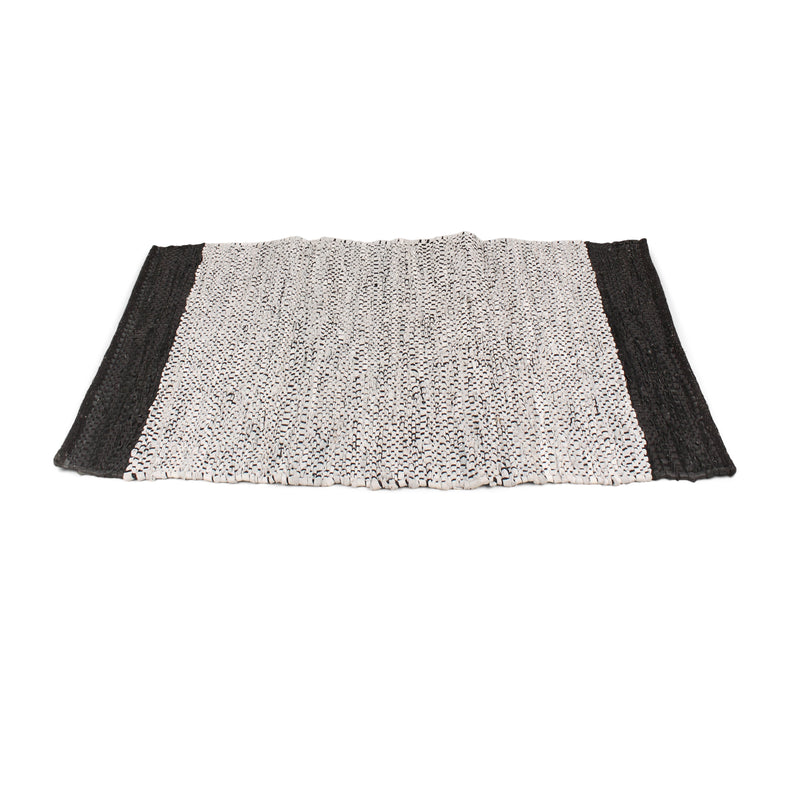 Parma Tapijt - Grijs/zwart leer 90x60