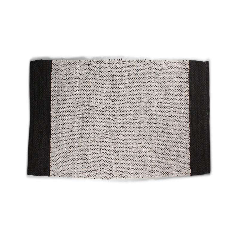 Parma Tapijt - Grijs/zwart leer 90x60