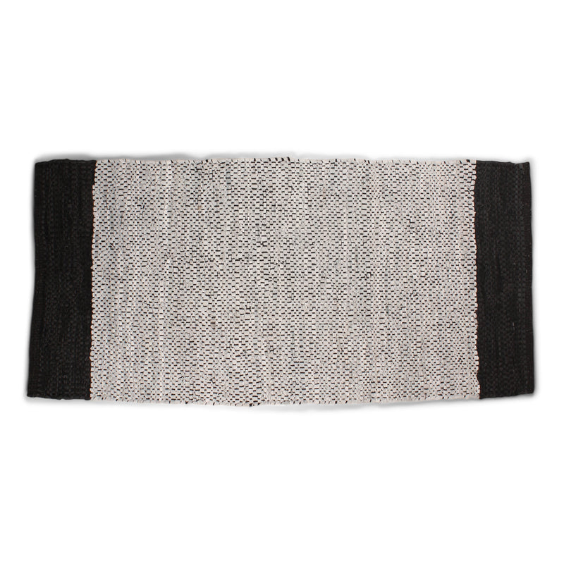 Parma Tapijt - Grijs/zwart leer 135x65