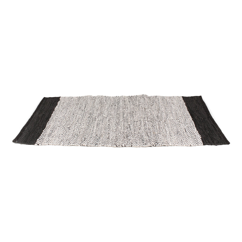 Parma Tapijt - Grijs/zwart leer 135x65