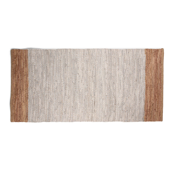 Parma Tapijt - Grijs/natuurlijk leer 90x60