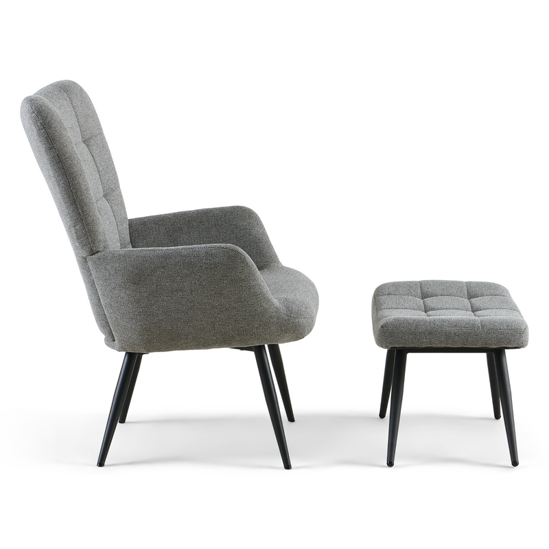 Allison fauteuil met voetenbank - grijze stof