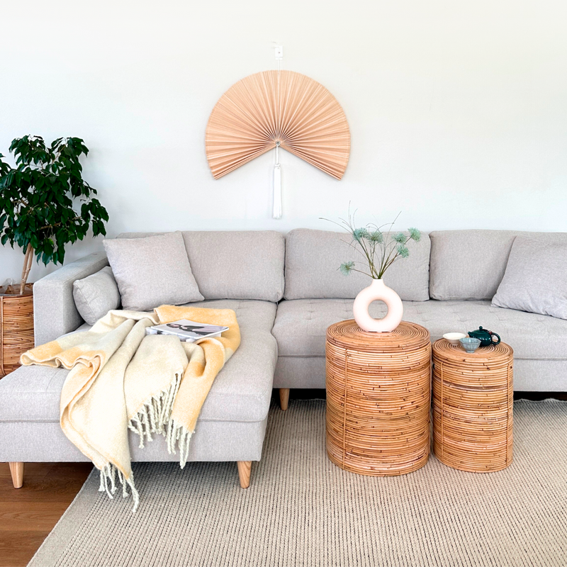Brandy - Rechts- en linksomkeerbare chaise longue bank in beige - L: 290 x D: 96 x H: 80 cm