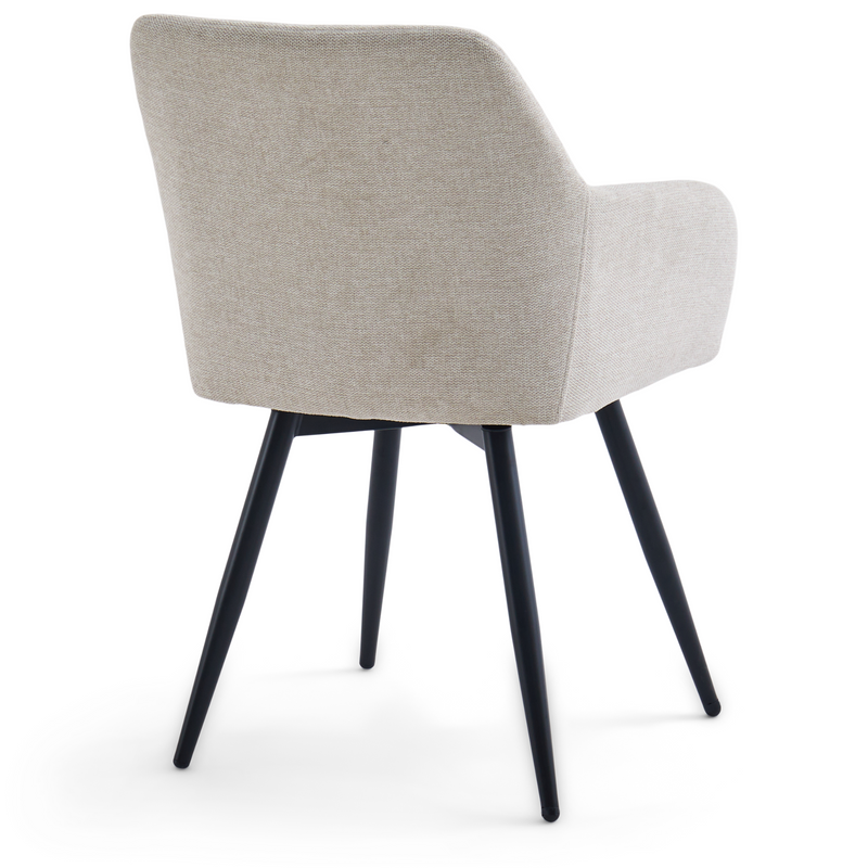 Carlo - Eetkamerstoel Armstoel/Draaistoel - Beige, met 360-graden draaifunctie