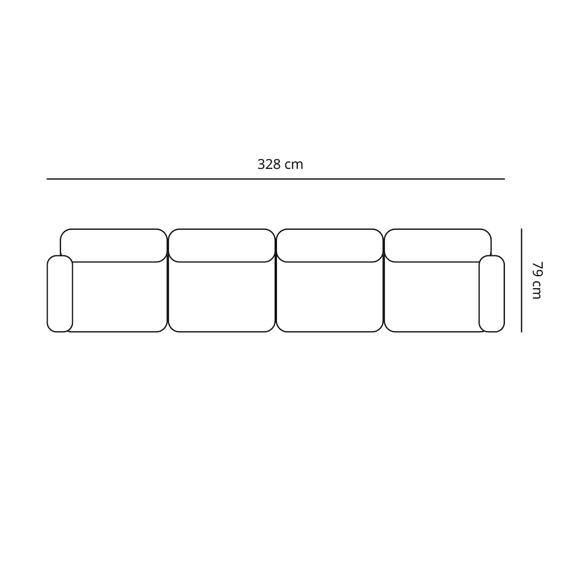Emilia modulaire sofa in beige 4 modules L: 328 x D: 79 x H: 72 cm