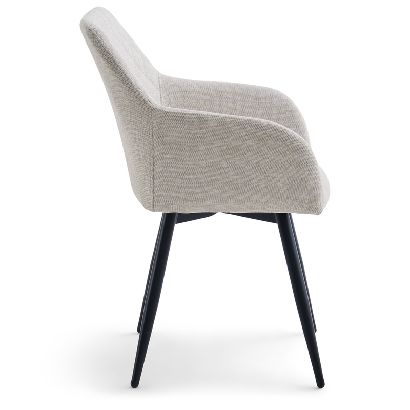 Carlo - Eetkamerstoel Armstoel/Draaistoel - Beige, met 360-graden draaifunctie