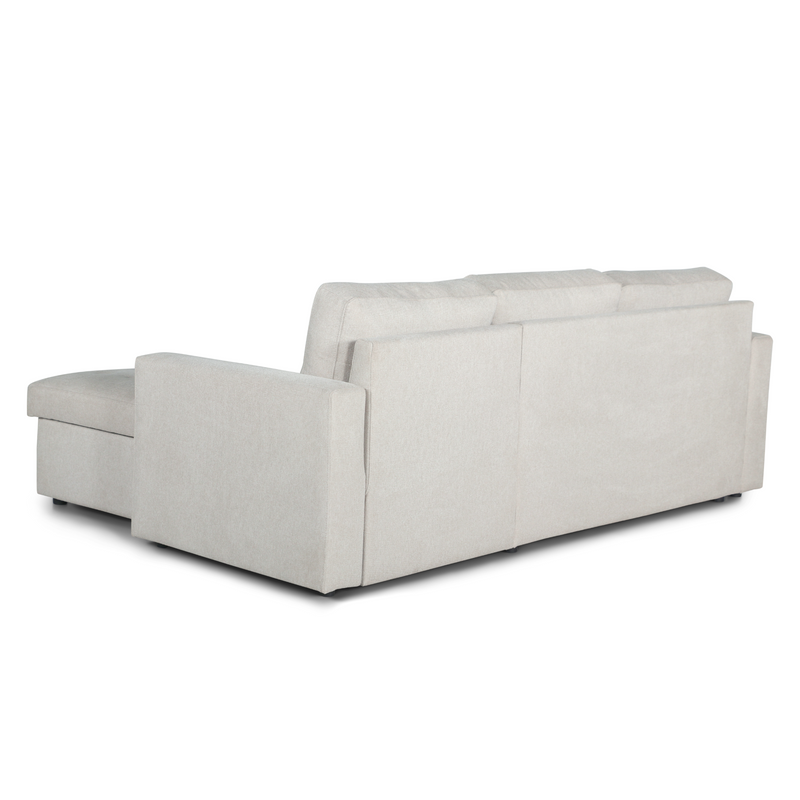 Sinus beige omkeerbare slaapbank met chaise longue en opbergruimte