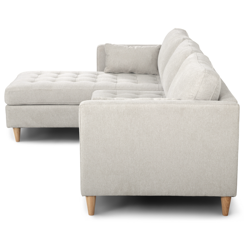 Lulu - Rechtsom en linksom omkeerbare chaise longue bank - Licht beige - L: 215 x D: 82 x H: 78 cm