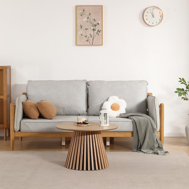 Lewis lamellen salontafel natuurlijke eikenlook Ø70 cm