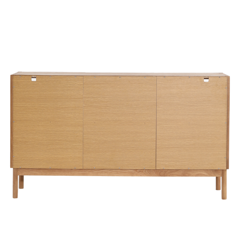 Havana eikenhouten glazen dressoir/vitrinekast met 3 deuren - 80x40x140 cm