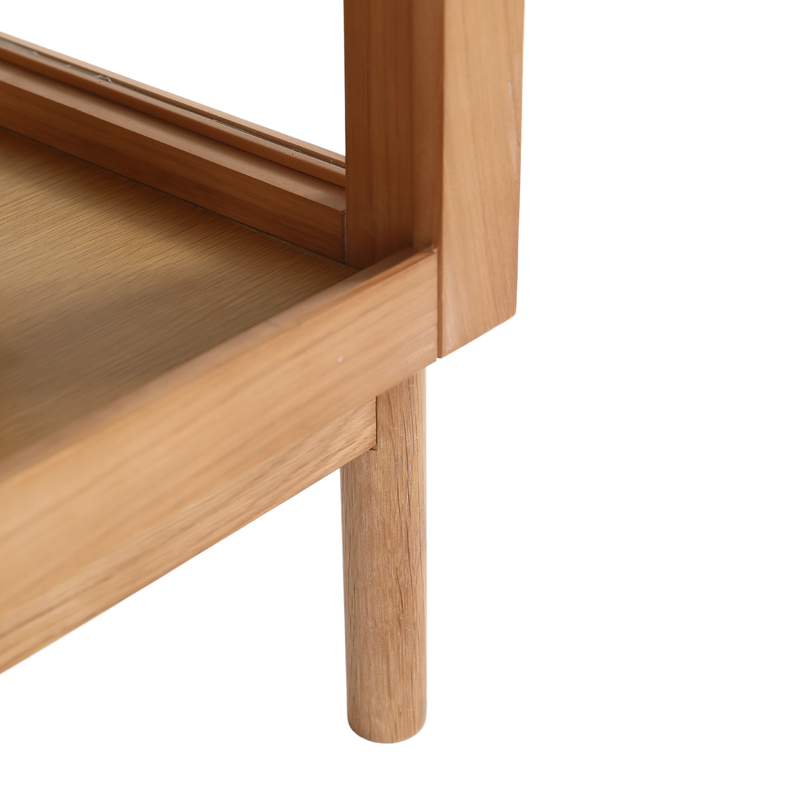 Havana eikenhouten glazen dressoir/vitrinekast met 3 deuren - 80x40x140 cm