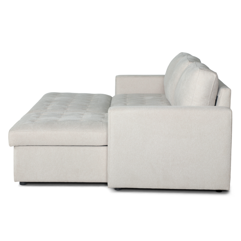 Sinus beige omkeerbare slaapbank met chaise longue en opbergruimte