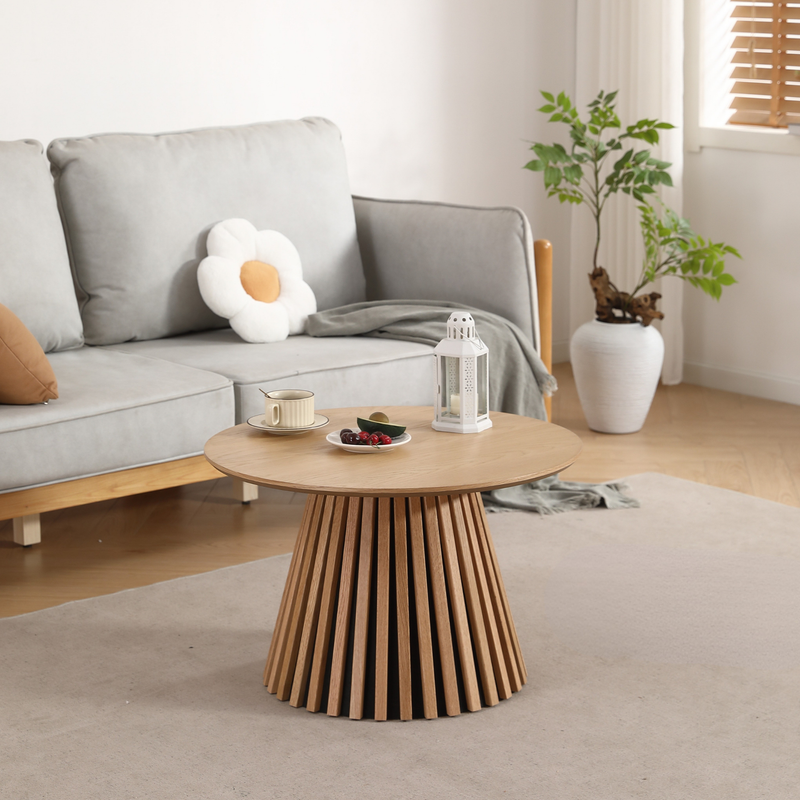 Lewis lamellen salontafel natuurlijke eikenlook Ø70 cm
