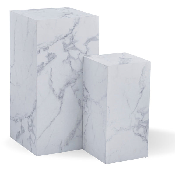Adele - Bijzettafels/pedestals wit marmerlook Set