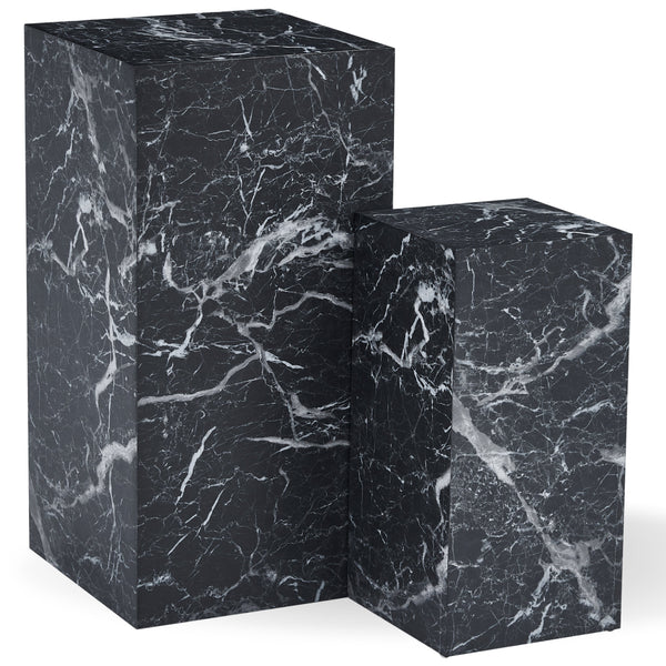 Adele - Bijzettafels/pedestals Zwart marmerlook Set