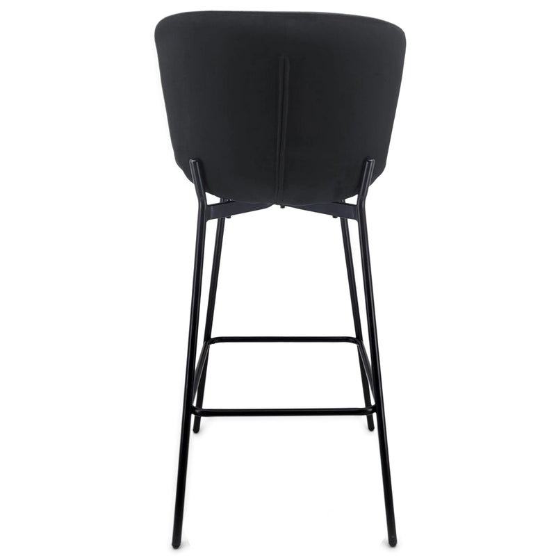 Adena barkruk met rugleuning - Zwart fluweel 65 cm