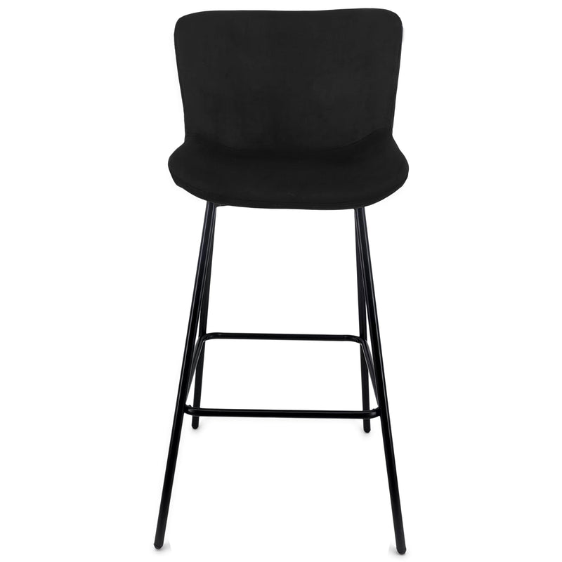 Adena barkruk met rugleuning - Zwart fluweel 65 cm