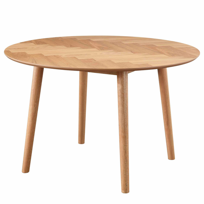 Aggi - Ronde eettafel Ø120 cm in geolied eikenfineer met visgraatmotief