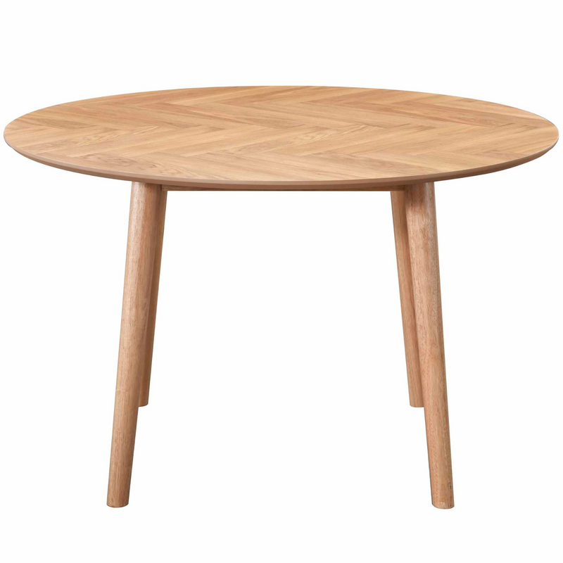 Aggi - Ronde eettafel Ø120 cm in geolied eikenfineer met visgraatmotief