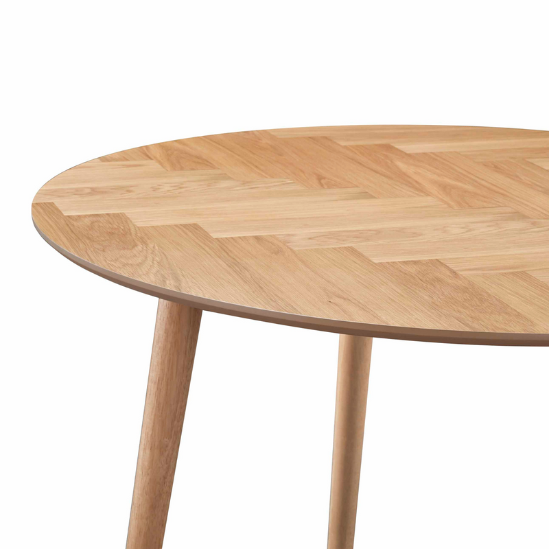 Aggi - Ronde eettafel Ø120 cm in geolied eikenfineer met visgraatmotief