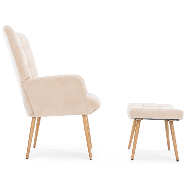 Alfred Fauteuil met voetbanken - Beige