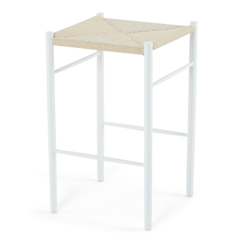 Bella - Barkruk met gevlochten zitting, Wit, 65 cm