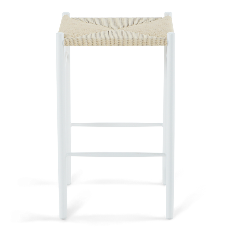 Bella - Barkruk met gevlochten zitting, Wit, 65 cm