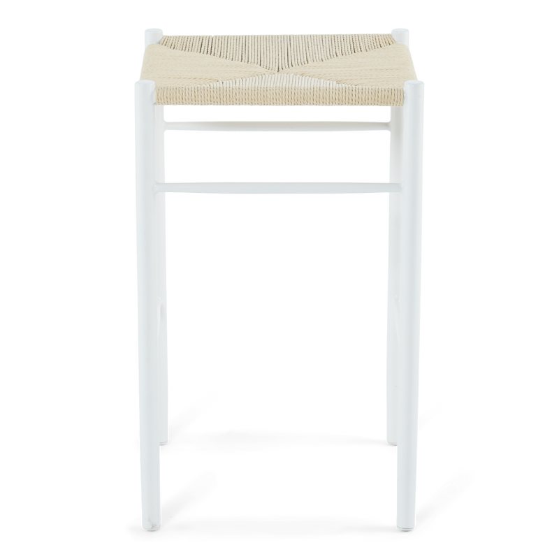 Bella - Barkruk met gevlochten zitting, Wit, 65 cm