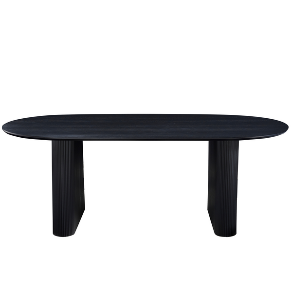 Carisma zwart ovaal lamellen eettafel 200 x 100 cm met zuilpoten