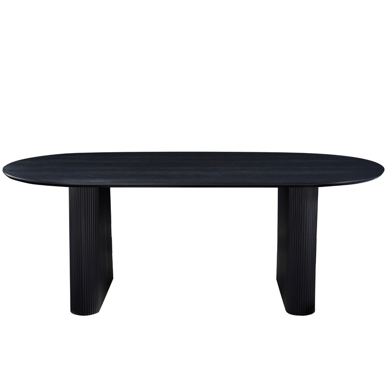 Carisma zwart ovaal lamellen eettafel 200 x 100 cm met zuilpoten