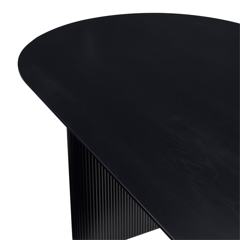 Carisma zwart ovaal lamellen eettafel 200 x 100 cm met zuilpoten