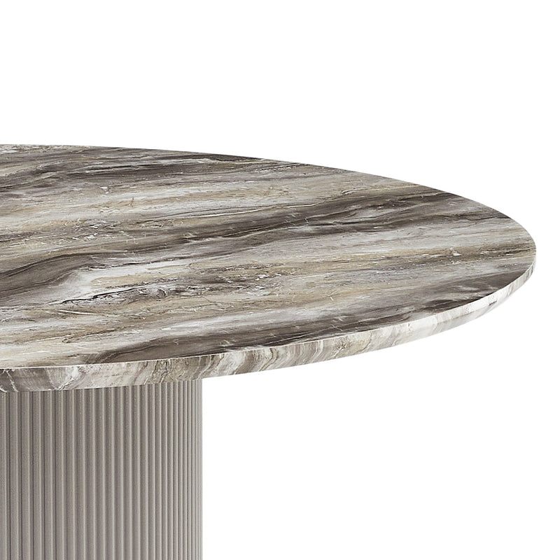 Carisma ronde eettafel Ø120 beige marmerlook met zuilvoet